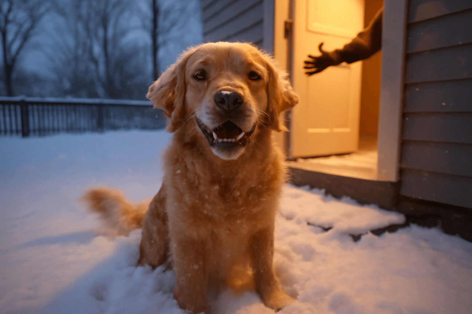Zlaty retrivr odmita jit dovnitr snih je proste lepsi 1766530877375
