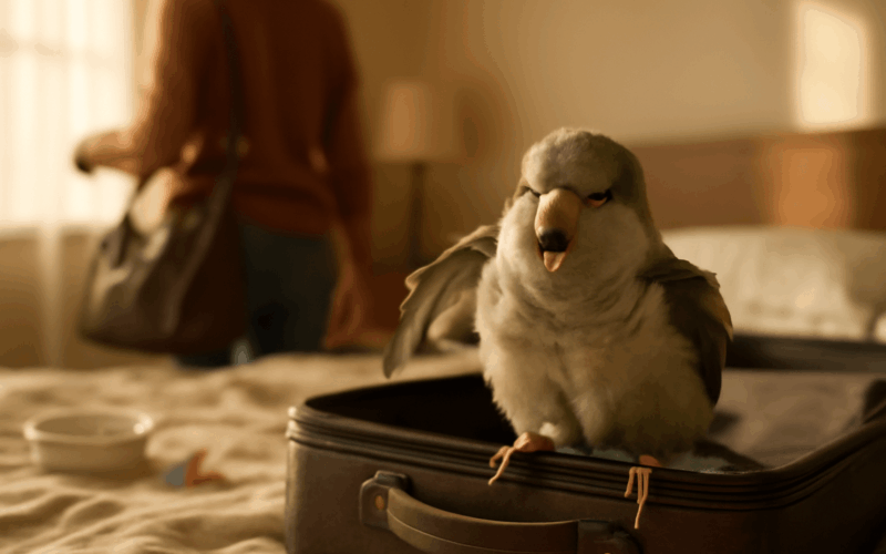 Auggie quaker papousek dava mame najevo ze odjet na dovoleno 1769007658357