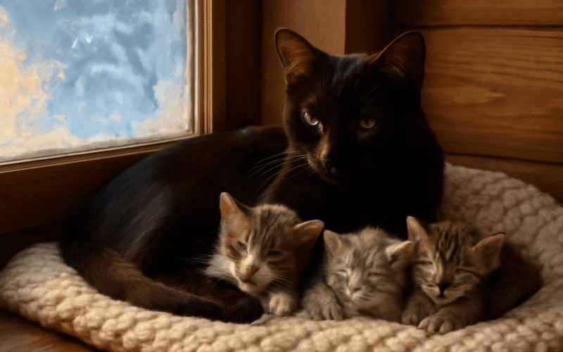 Baby corn zahriva sva nova pestounska kotatka v mrazivych dn 1769216477330