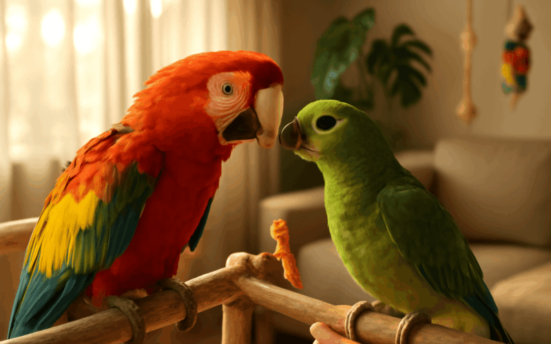 Docasna ara poprve potkala domaciho papouska jejich reakce j 1767898908358