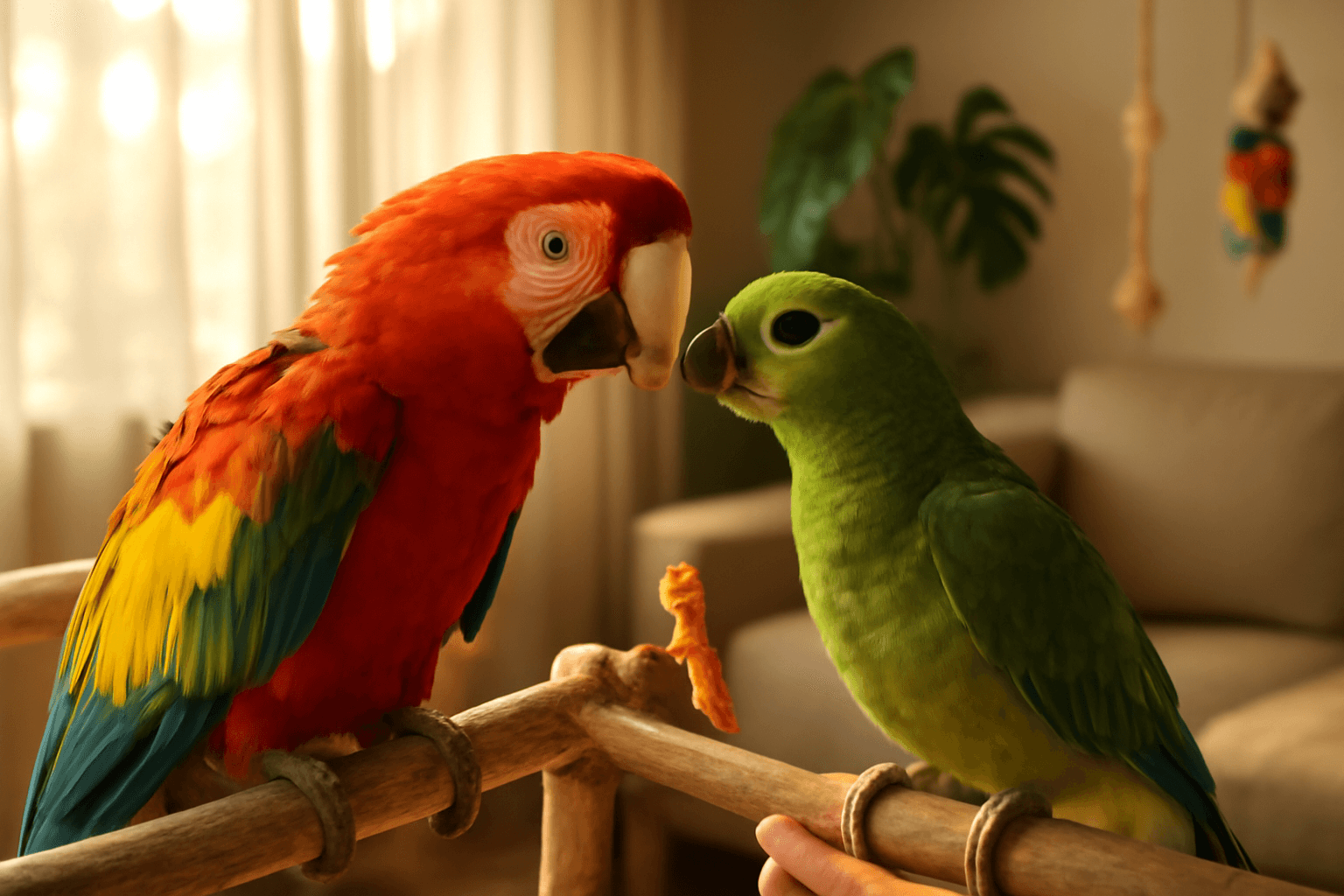 Docasna ara poprve potkala domaciho papouska jejich reakce j 1767898908358