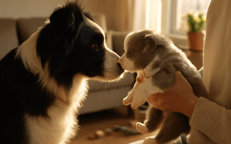 Dojemne prvni setkani sourozencu border collie 1769576447913