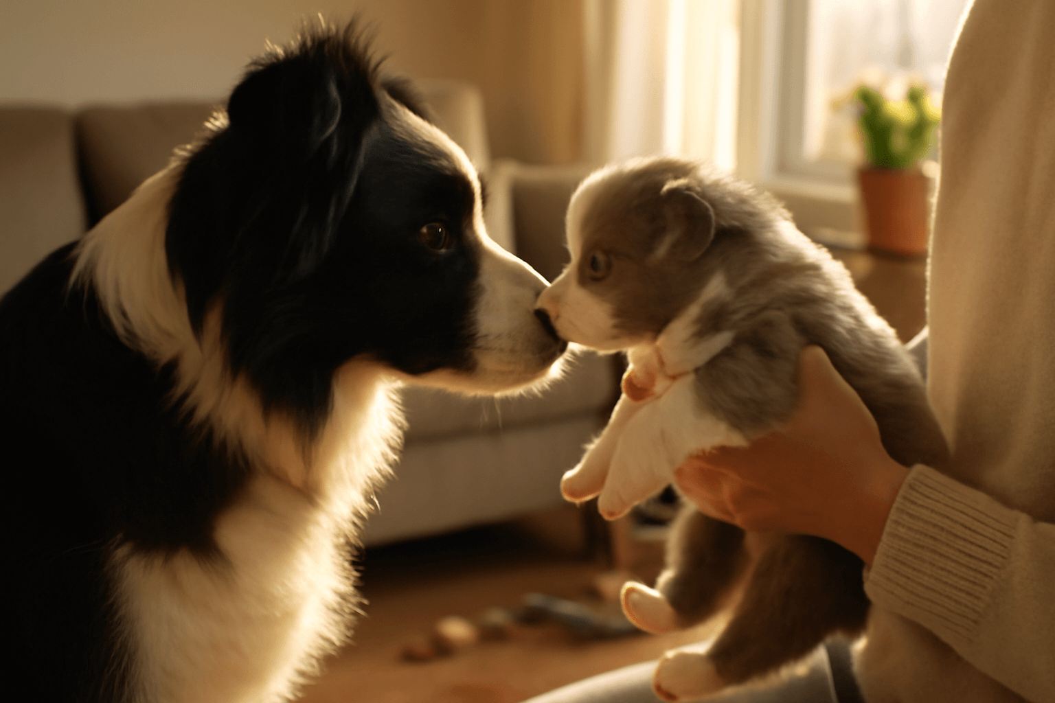 Dojemne prvni setkani sourozencu border collie 1769576447913