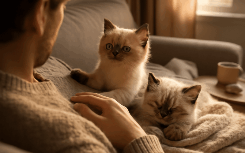 Dva ragdoll koteci sourozenci si panicka uplne omotali kolem 1768186874297