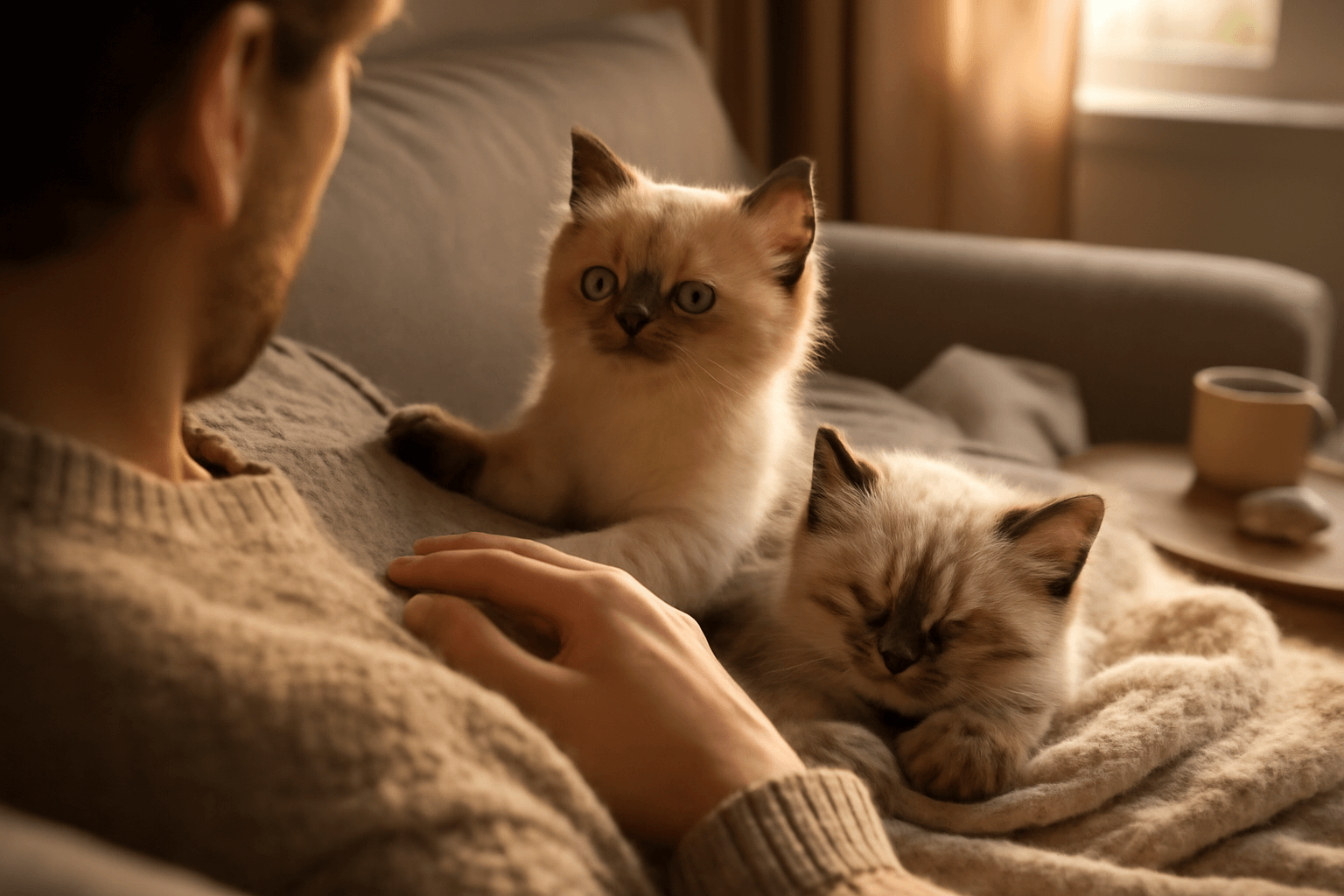 Dva ragdoll koteci sourozenci si panicka uplne omotali kolem 1768186874297