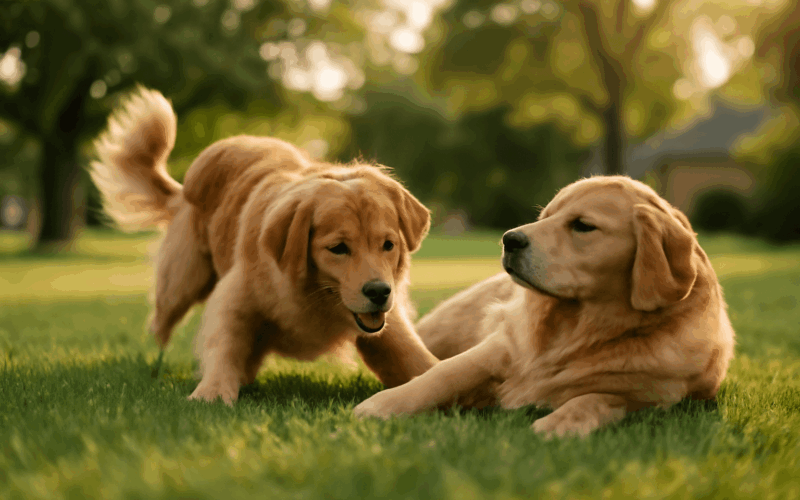 Dva zlati retrivri berou svou rutinu ven 1768568451626