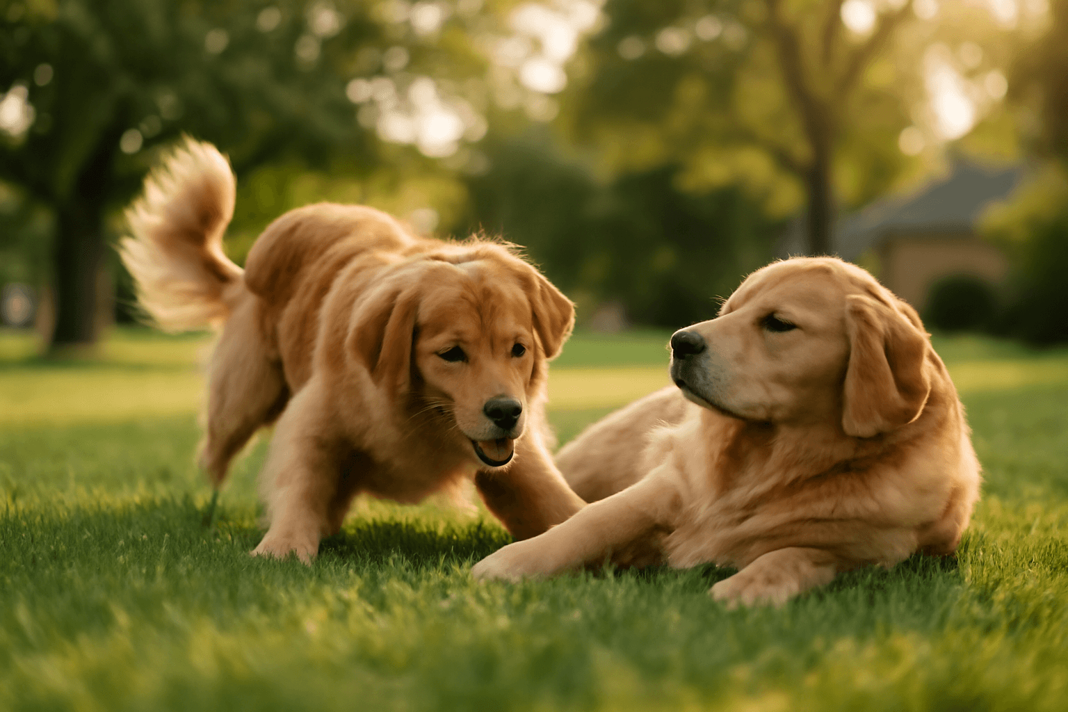 Dva zlati retrivri berou svou rutinu ven 1768568451626