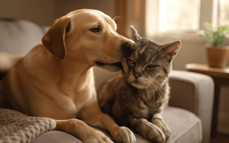 Fenka pecuje o sveho 26leteho kocoura olizovanim mu pomaha z 1767402097912