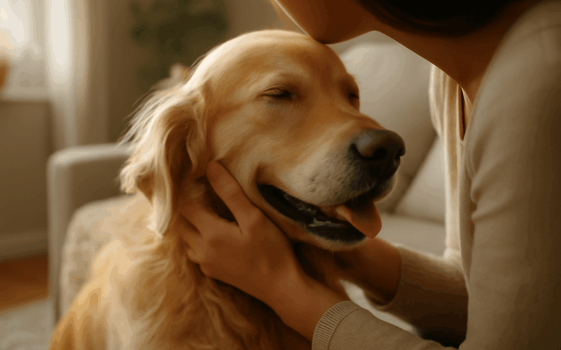 Golden retriever se rozplyva pri mazleni a pusinkach od mamy 1767567686318