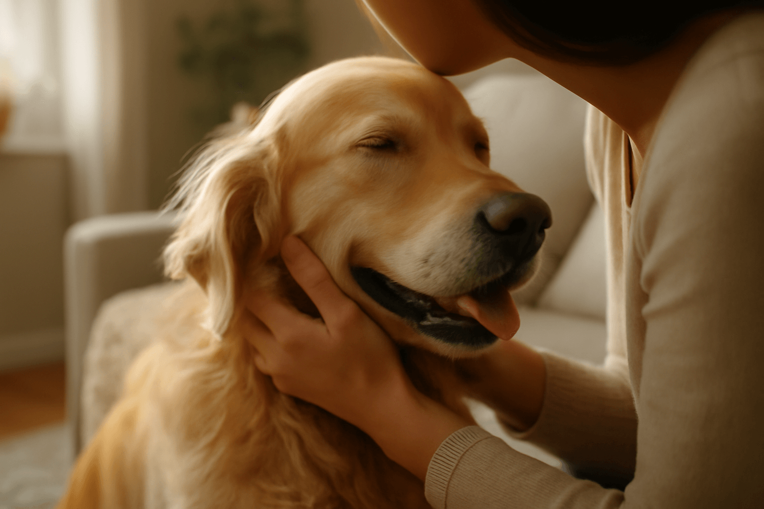 Golden retriever se rozplyva pri mazleni a pusinkach od mamy 1767567686318