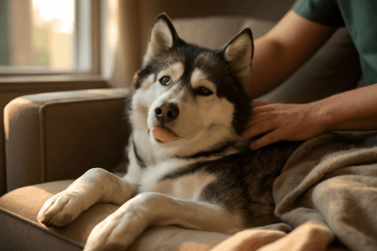 Husky po narkoze zira do dalky a jeho vyraz rozesmeje intern 1769742065140