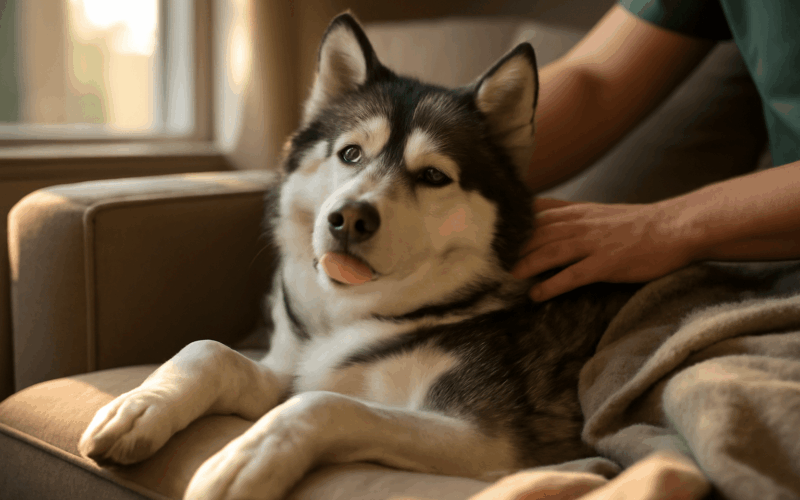 Husky po narkoze zira do dalky a jeho vyraz rozesmeje intern 1769742065140