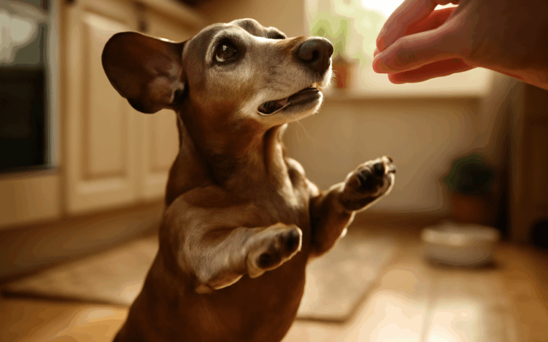 Jezevcik oreo predvadi roztomily tanecek aby si vyprosil jid 1768086071107