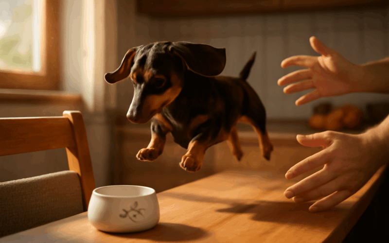 Jezevcik predvedl kaskadersky skok na kuchynskou linku 1767272485618