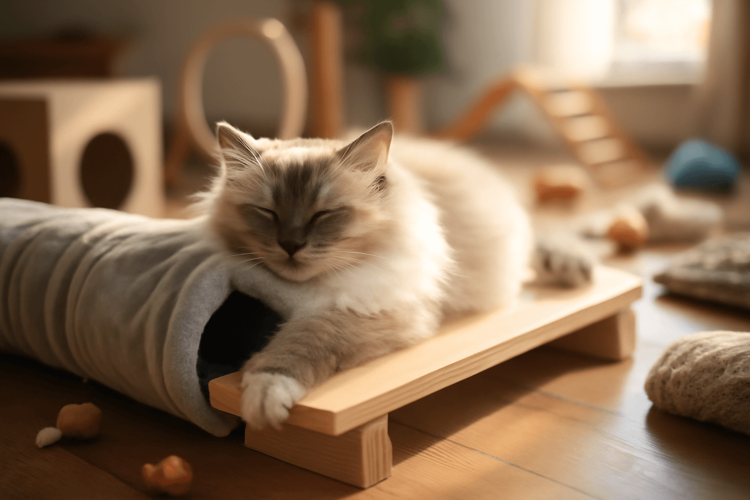 Juni ospala ragdollka usina uprostred prekazkove drahy 1767841291917