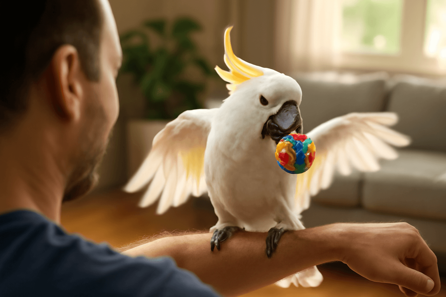 Kakadu ktery hraje aport a neda tatovi ani vydechnout 1768842037661