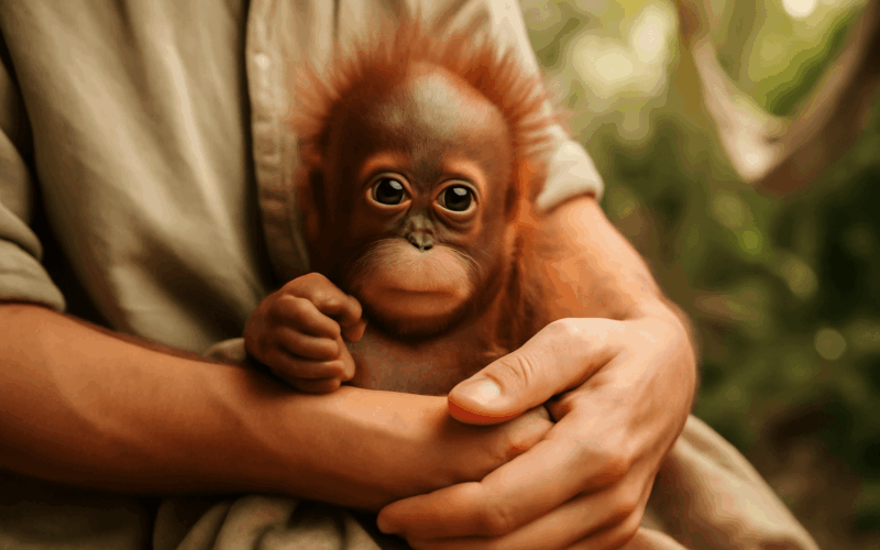 Kinu dostal druhou sanci osirele mlade orangutana zachraneno 1769194865769