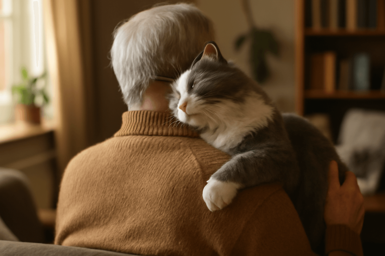 Kocka ktera si libuje na dedovych ramenou roztavila internet 1767646885679