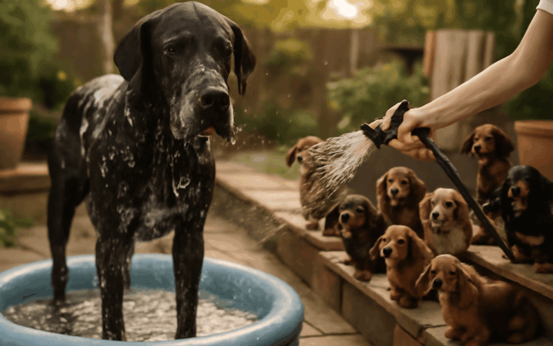 Koupani dogy pred zraky deviti jezevciku jak to dopadlo 1768921249445