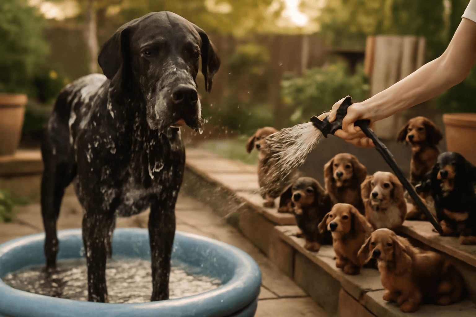 Koupani dogy pred zraky deviti jezevciku jak to dopadlo 1768921249445