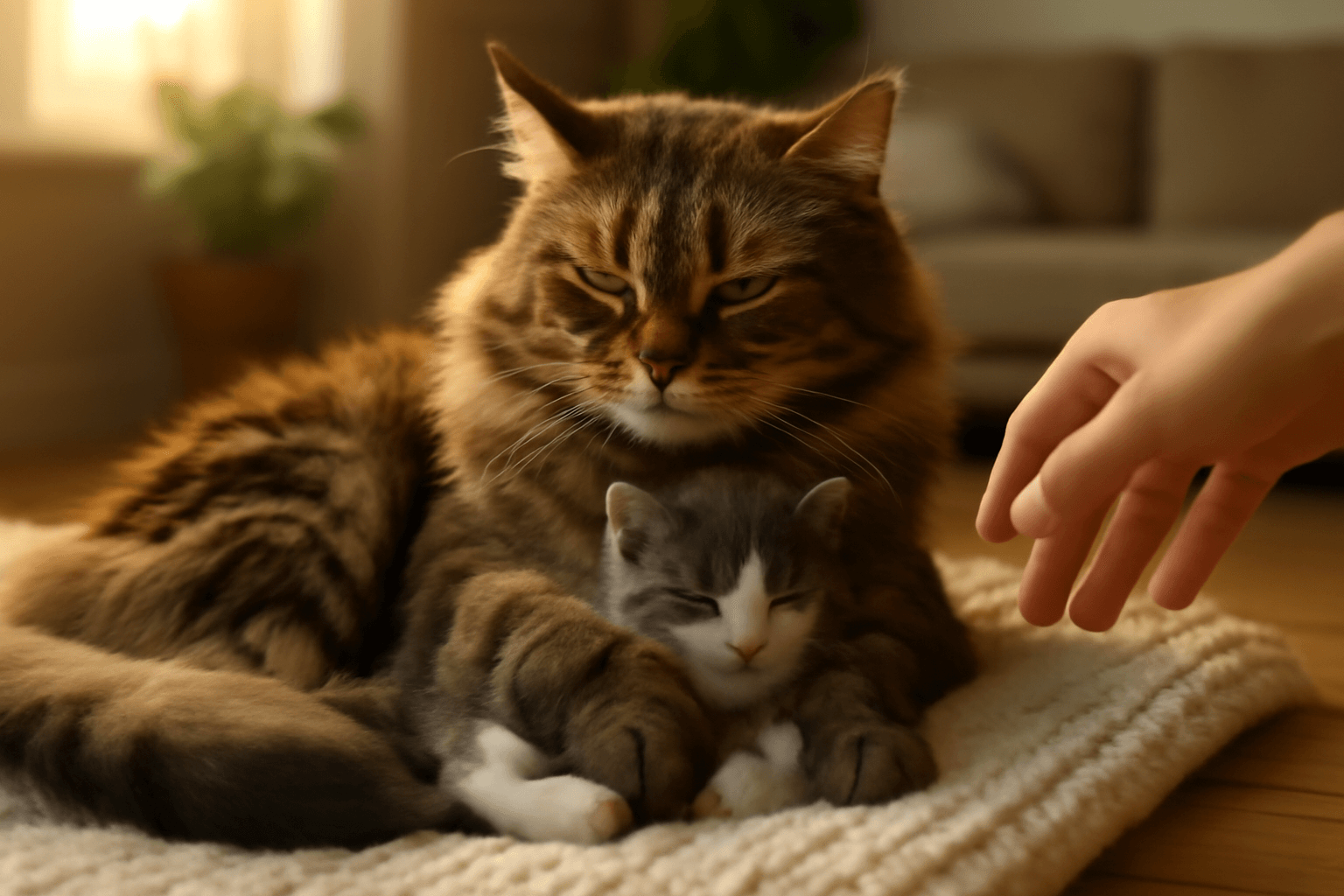 Maine coon dexter se ujima sveho pestounskeho kotete a nechc 1769126471320