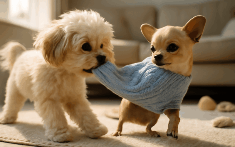 Maltipoo leia strhne sestricku lolu a sunda ji svetr souroze 1767877284244