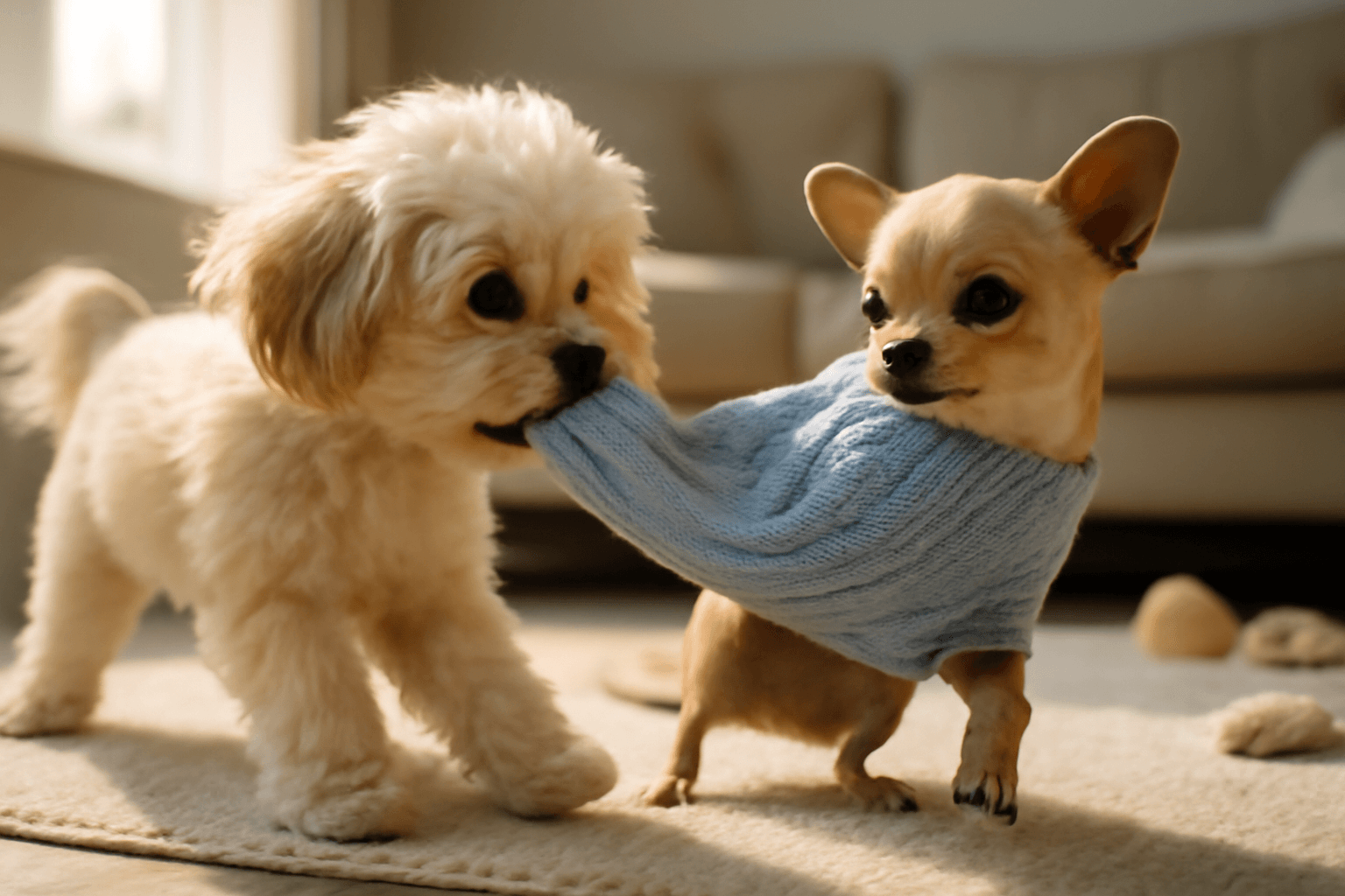 Maltipoo leia strhne sestricku lolu a sunda ji svetr souroze 1767877284244