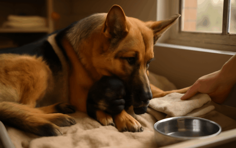 Mama nemeckeho ovcaka chrani sve stene po zachrane 1769403660428