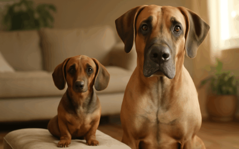 Mini jezevcik a doga vypadaji jako dvojcata jen v rozdilnem 1768532465610