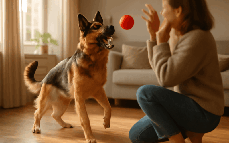 Nemecky ovcak si naucil hazet si mic sam trefil maminku do o 1767967291370