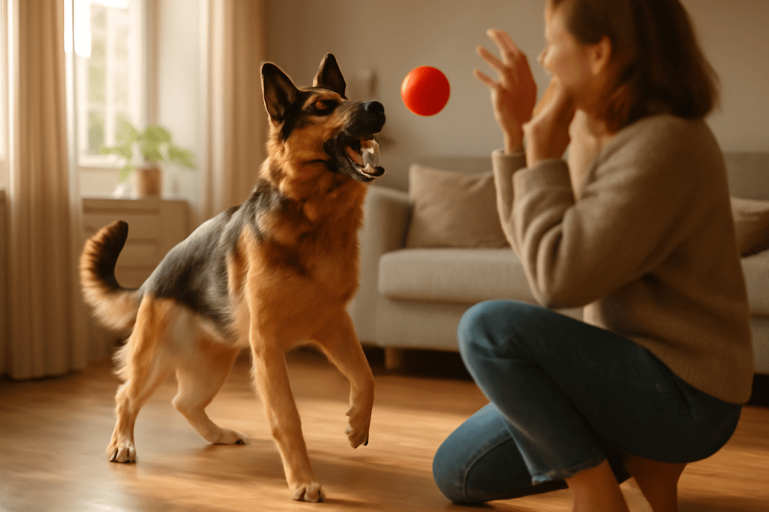 Nemecky ovcak si naucil hazet si mic sam trefil maminku do o 1767967291370