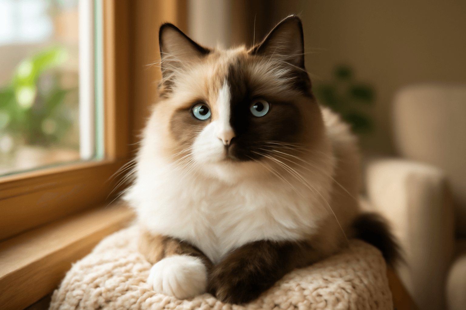 Pebbles chimerova ragdoll s dokonale rozdelenou tvari 1767711693890