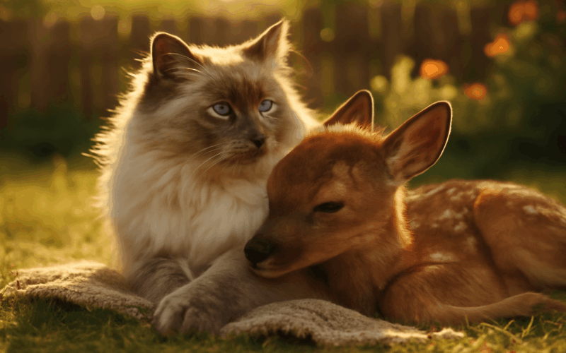 Ragdoll kocka a kolouch blossom dojemne mazleni na dvore 1767481286852