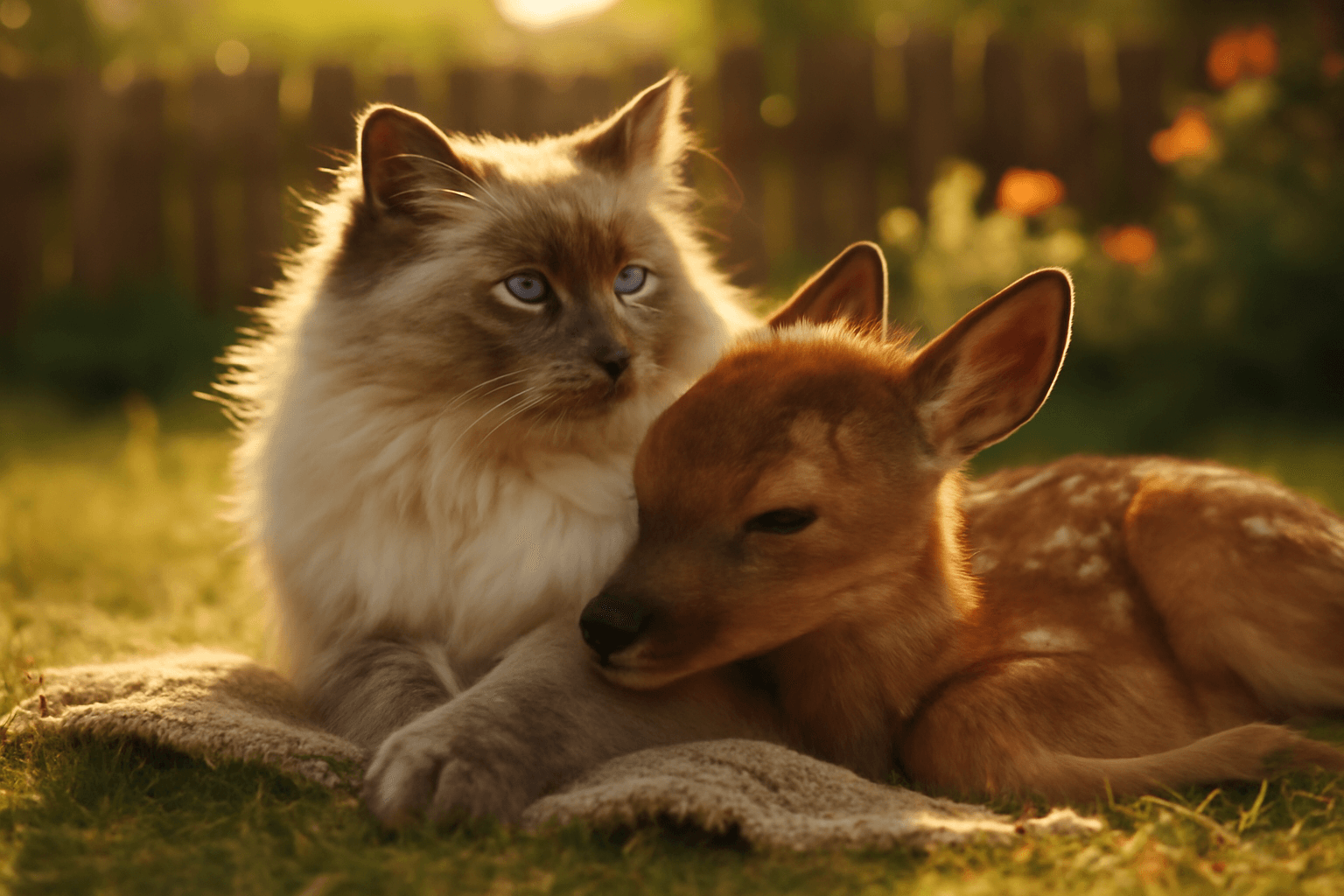 Ragdoll kocka a kolouch blossom dojemne mazleni na dvore 1767481286852