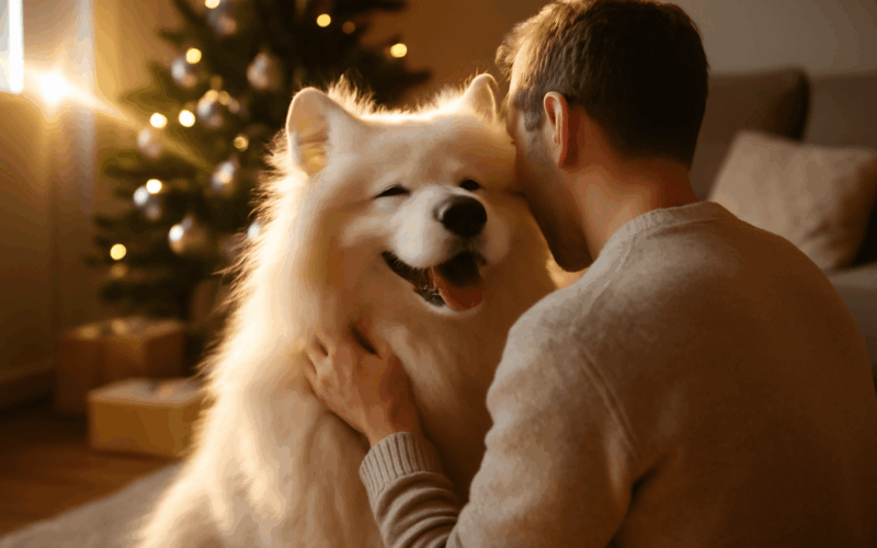 Samojed rozzari svatecni pokoj objetim sveho tatinka 1768762864640