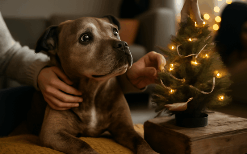 Senior staffy franklin dostal svuj vlastni mini stromecek ab 1769094057965