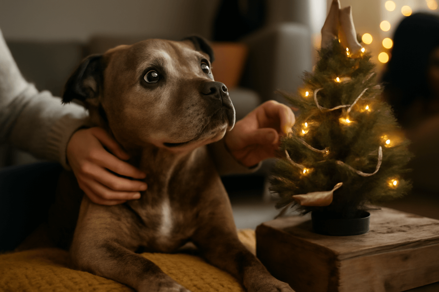 Senior staffy franklin dostal svuj vlastni mini stromecek ab 1769094057965