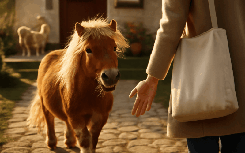 Shetlandska pony nadsene vita panicku po praci 1767805319149