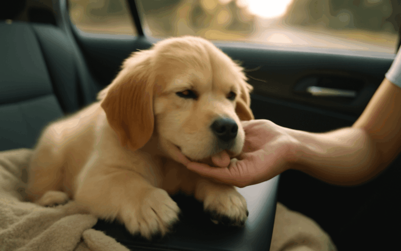 Zlaty retrivr mochi bojuje s ospalosti v aute 1767294104674