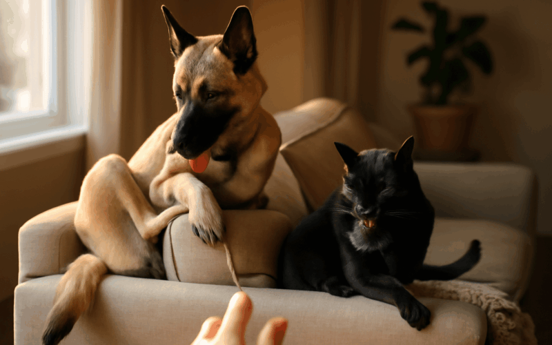 Belgicky malinois ktery se chova jako kocka naucila ho tomu 1771786952875