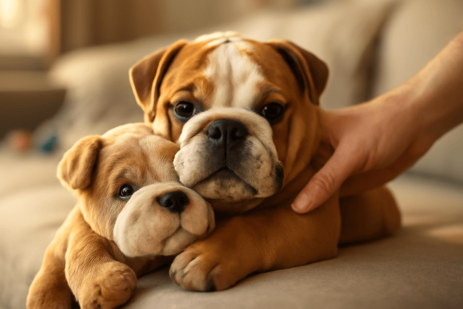 Buldocek taco se zamiloval do plysaka a jeho reakce je k sez 1770526841950