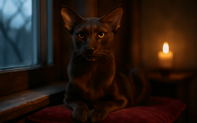 Dexter cokoladovy oriental shorthair s upirim vyrazem 1771441305454