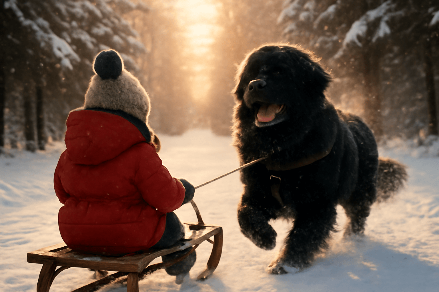 Duke novofundland ktery s radosti tahne svou malou sestru na 1770174045738