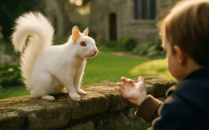 Dve deti nasly vzacnou albinskou veverku v arealu kostela 1771981305514