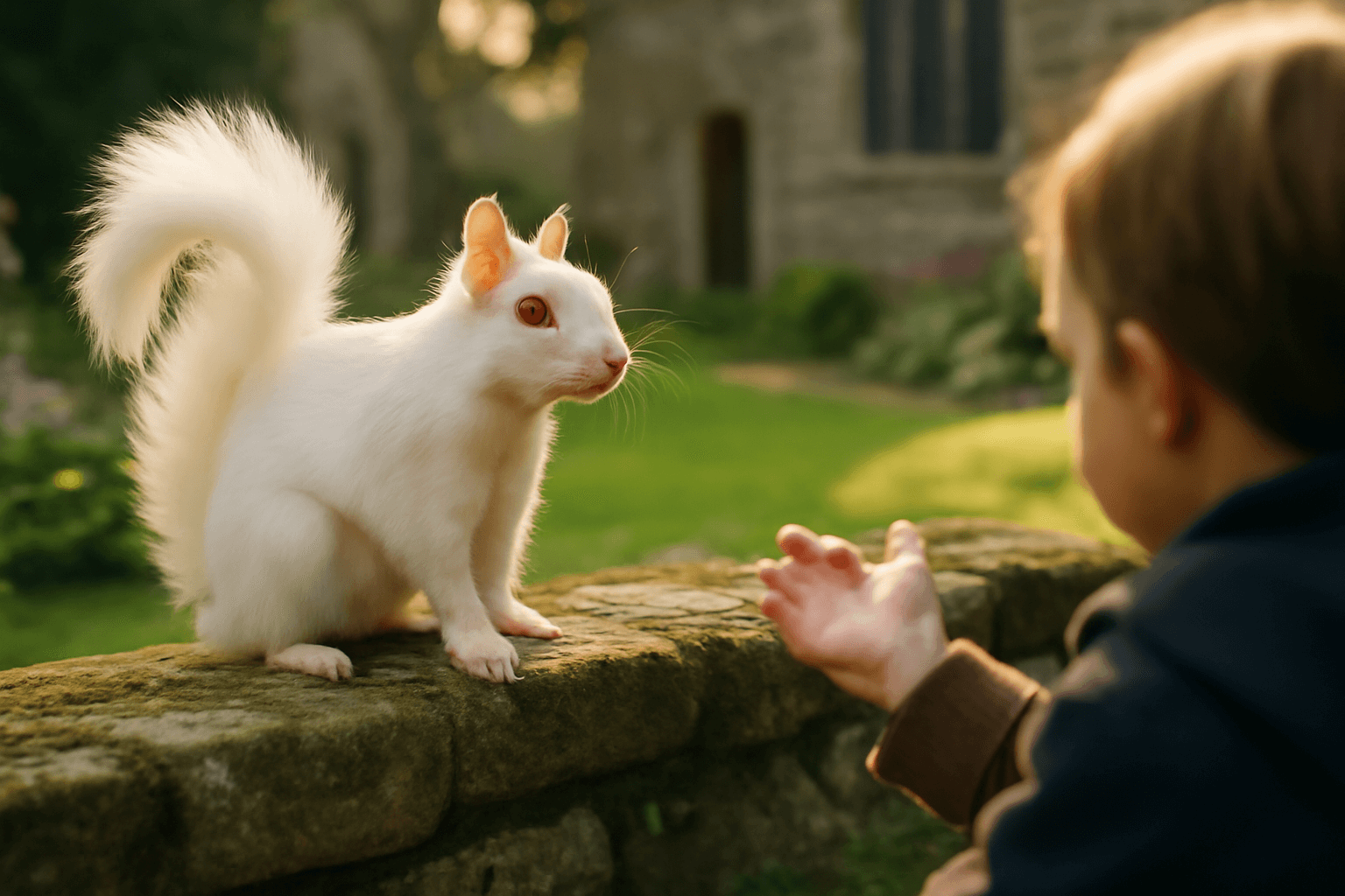 Dve deti nasly vzacnou albinskou veverku v arealu kostela 1771981305514