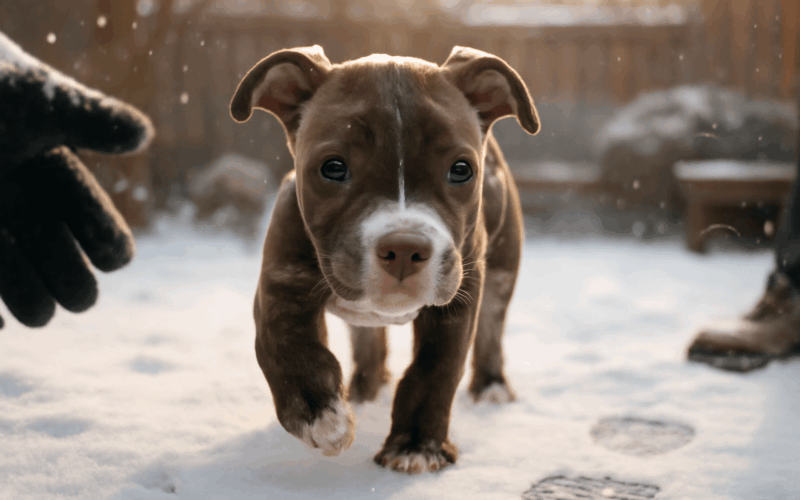 Foster stene pitbulla piglet si poprve hraje ve snehu 1770318059263