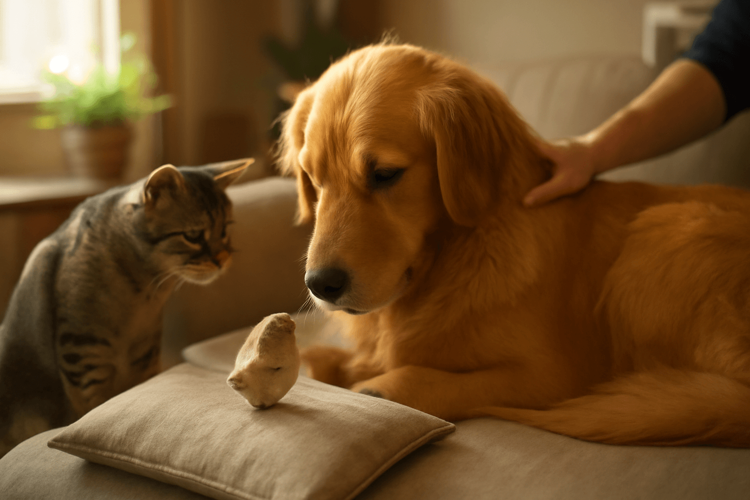 Golden retriever dojo chrani mladata ptaku i pred svou vlast 1771959691188