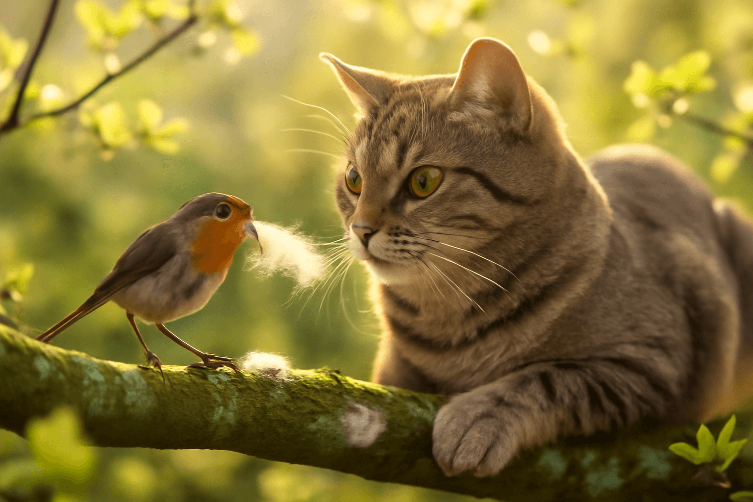 Kocka a ptak pratelstvi co vycesava zimni kozich 1772232676353