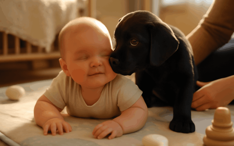 Labradorske stene dela tummy time zabavnym miminko se misto 1771549296094