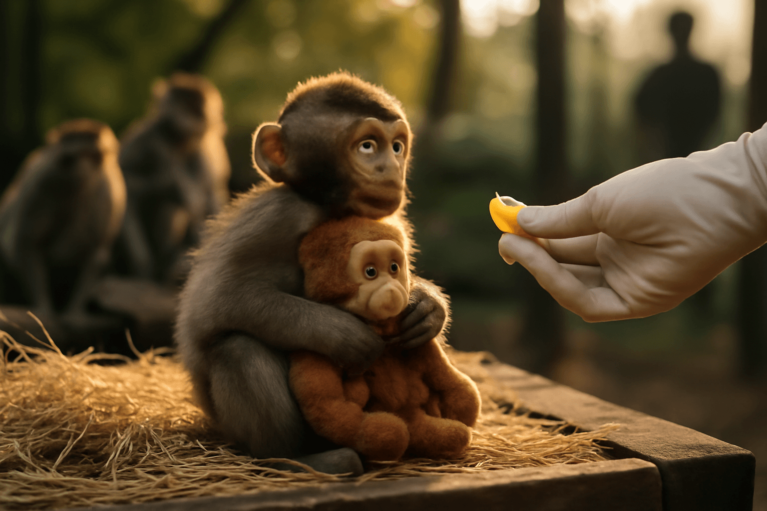 Maly makak punch osirely samecek nasel utechu v plysovem ora 1771606898052